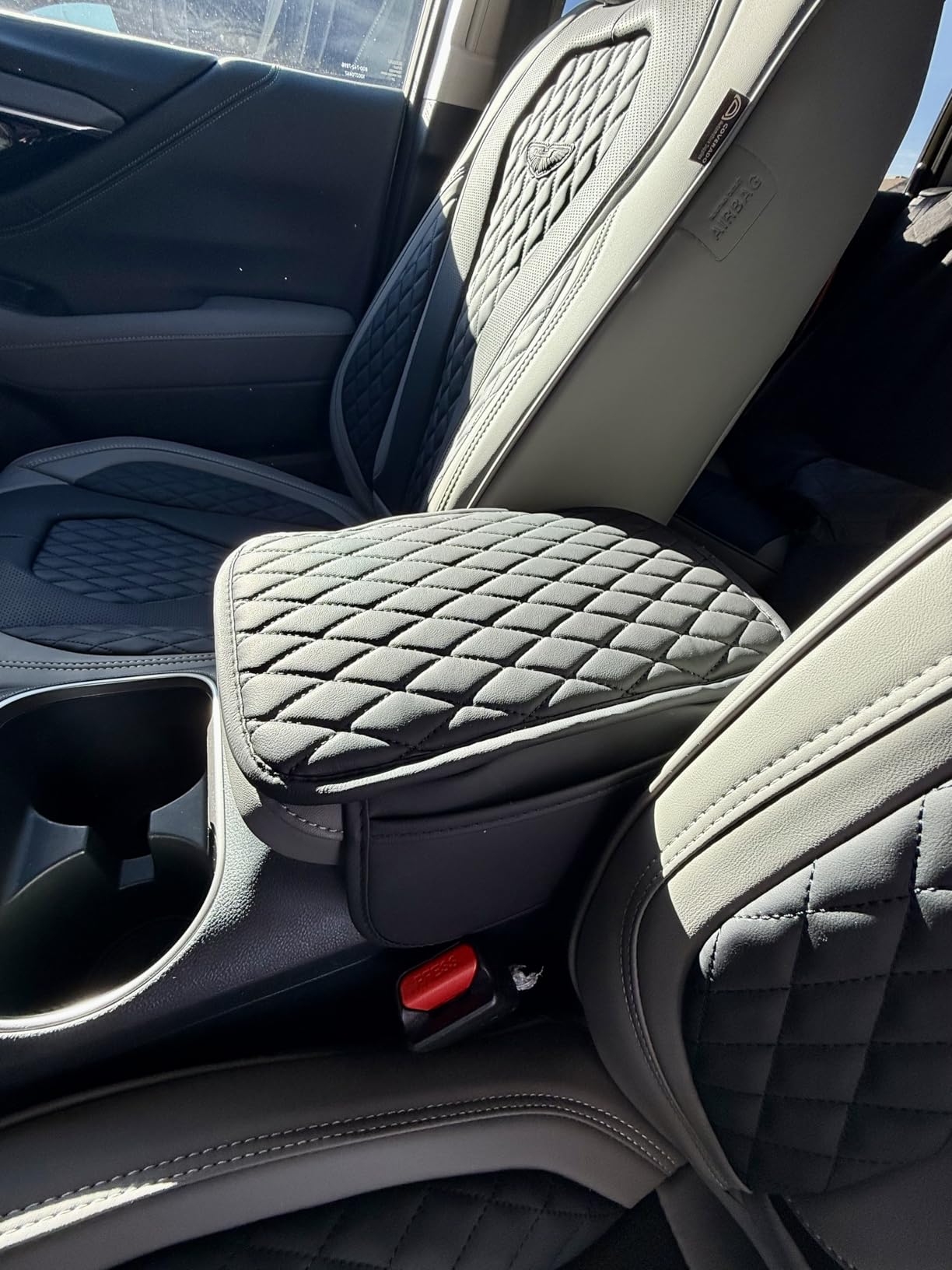 Upgraded Car Center Console Cover, Microfiber Leather Car Armrest Cover Cushion with 2 Storage Bags, Car Armrest Storage Box Interior Accessories for Most Vehicles (Black) customer photo 1