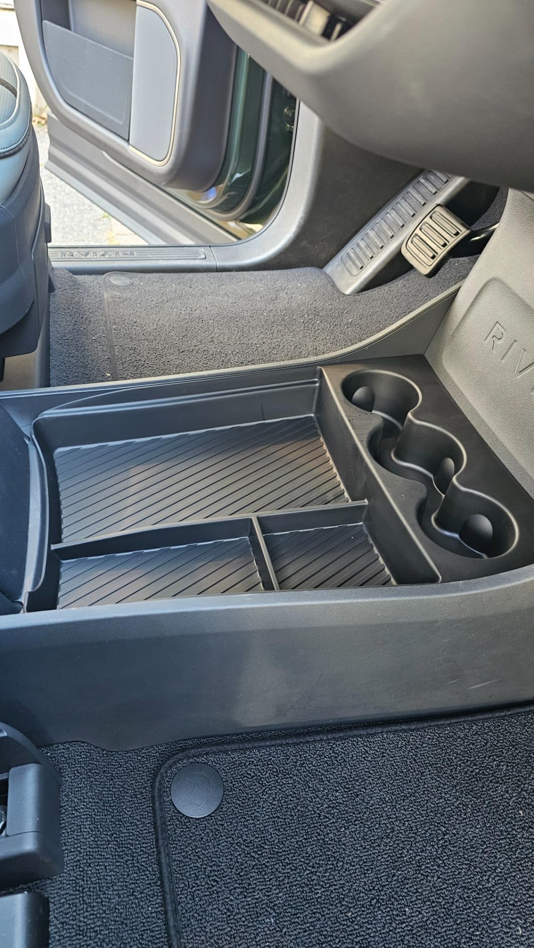 Lower Center Console Organizer for 2022-2026 Rivian R1T & R1S Accessories, Floor Console Storage Tray Insert with Cup Holder customer photo 2