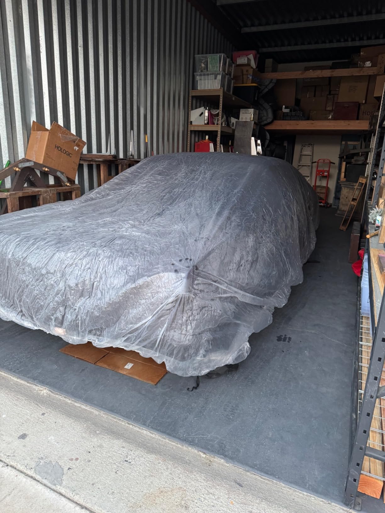 4 Packs Disposable Car Cover Clear Plastic Car Cover Universal Rain Dust Garage Cover with Elastic Band Medium (12.4 FT x 21.6 FT) customer photo 1