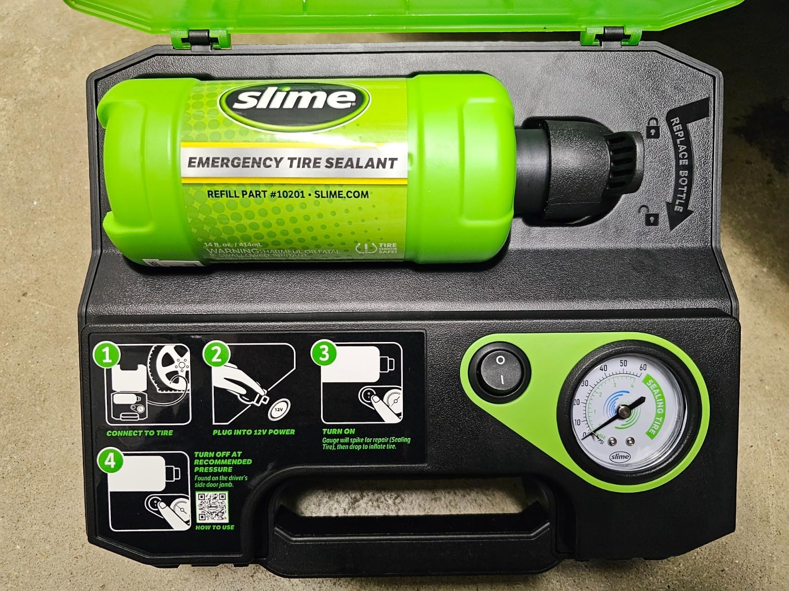Slime 50158 Flat Tire Repair Kit, Smart Spair Ultra, All-in-One Solution, Repairs and Inflates, Car/Trailer, 10 Min Fix customer photo 1
