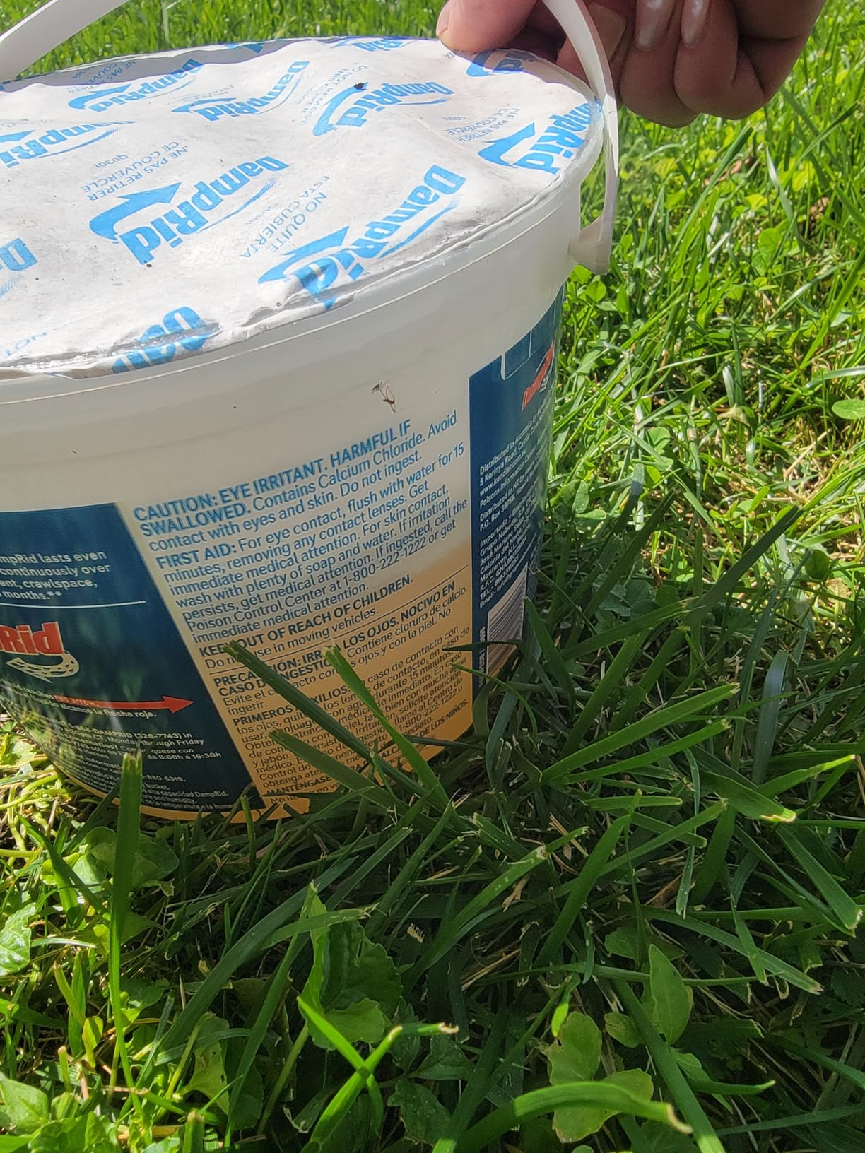 DampRid Hi-Capacity Moisture Absorber Bucket, Fragrance Free, 2 lb. 15.5 oz. & Moisture Detection Strip (2 Pack), Attracts & Traps Excess Moisture customer photo 2