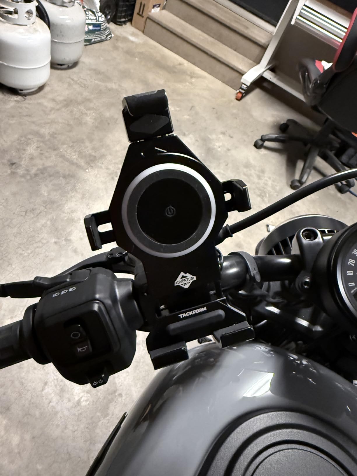 Tackform Aluminum Motorcycle Adventure Phone Mount - Vibration Dampening and Wireless Charging | Fits 7/8