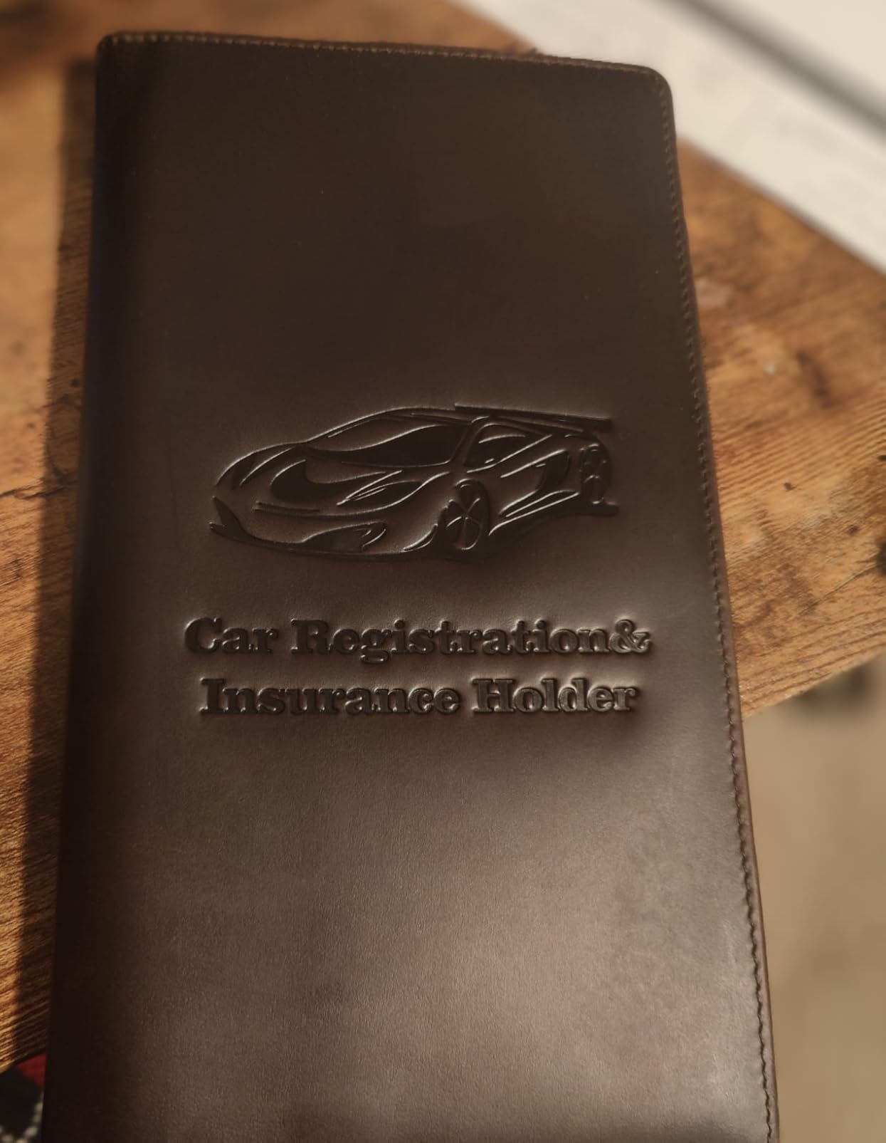 Polare Vintage Full Grain Leather Car Registration and Insurance Card Holder, Vehicle Glove Box Organizer Car Essentials RFID Wallet Case for Driver License, Cards & Documents customer photo 2