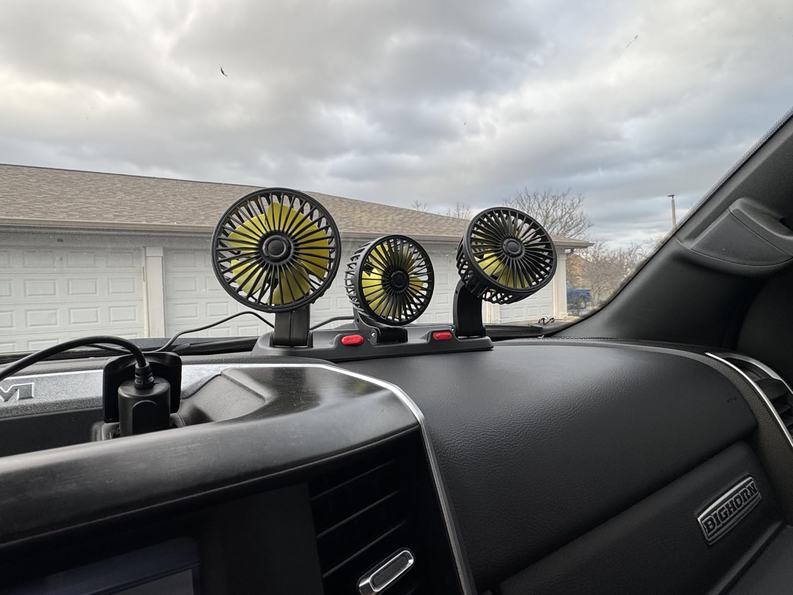 Portable 3-Head Car Cooling Fan - 2-Speed Adjustable, 360 Degree Rotating, Cigarette Lighter Plug, Powerful Airflow for Vehicles, RVs, and SUVs customer photo 2