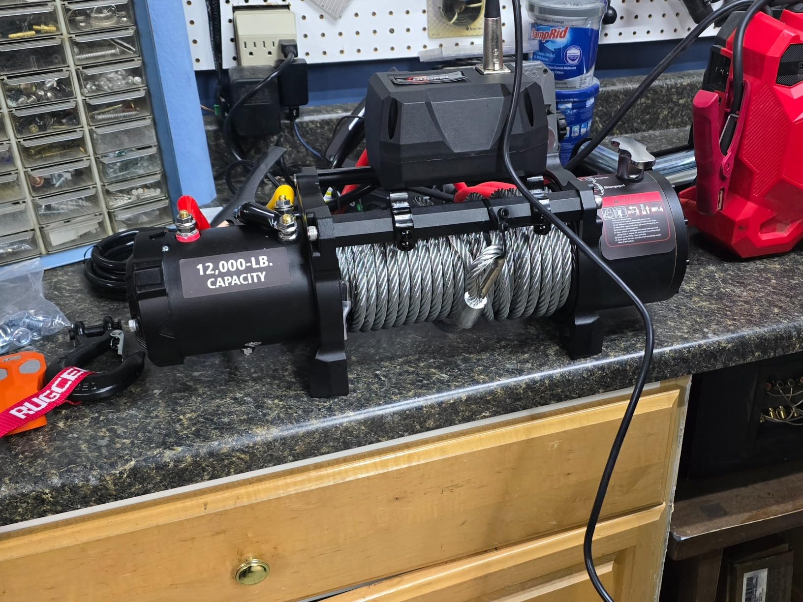 RUGCEL 12000lb Waterproof Electric Winch - 12V Steel Rope (85ft) with Roller Fairlead, IP67 Rated, 2 Infrared Remotes + Wired Handle, for Truck & Wrangler customer photo 1