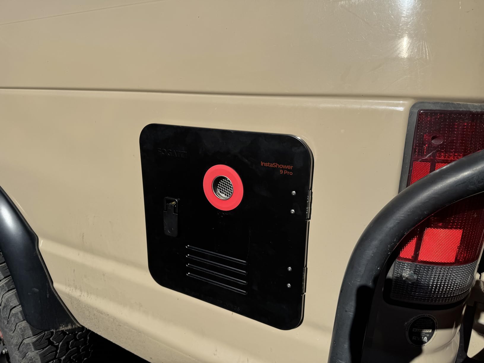 FOGATTI InstaShower 9 Pro RV Tankless Water Heater, 66,000 BTU (Highest Output), Built-in Mixing Tank, 15x15 Inches Black Door, Remote Controller, Ideal for RVers' Everyday Use, Gen 3 customer photo 1