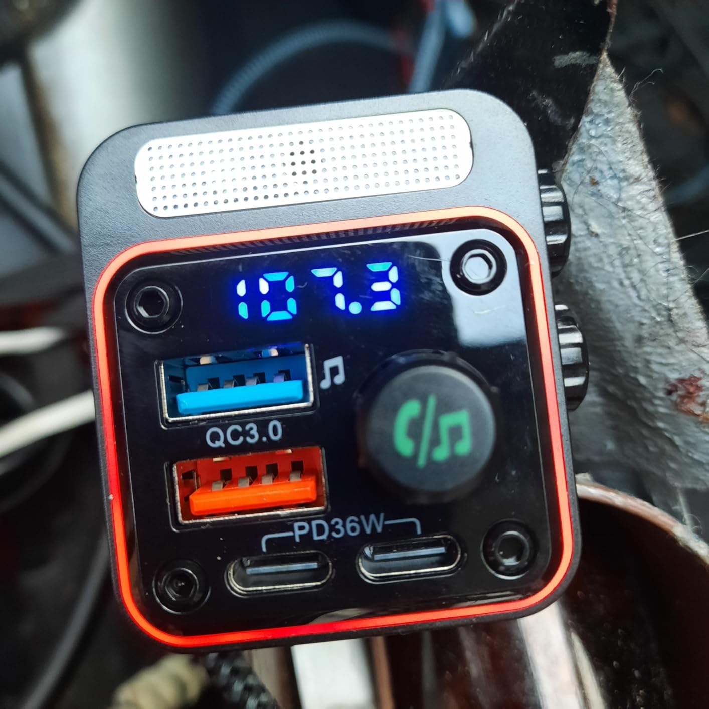 Nulaxy 54W Bluetooth 5.3 Car Adapter Charger 4-Port Fast Charging [PD36W & QC3.0 18W], Wireless Radio FM Transmitter with Deep Bass Player, 5 Colors LED Backlit, Hands-Free Calling, Support USB Drive customer photo 1