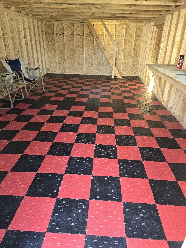 VEVOR Garage Floor Tiles 12 x 12 x 0.53 inch, Interlocking Design Ease of Installation Double-Sided Texture Non-Slip Sturdiness, for Garages, Basements, Repair Shops, Black, 50 Pack customer photo 1