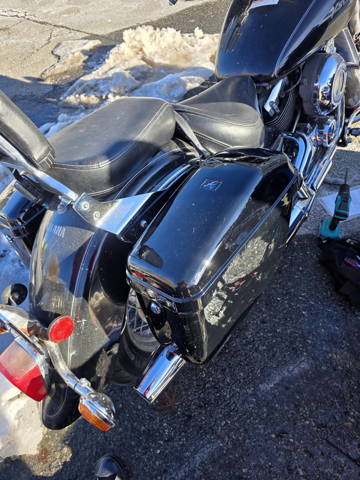 ECOTRIC 45L Motorcycle Hard Saddle Bags W/Lock Compatible with Harley Davidson Honda Shadow Kawasaki Vulcan VN Saddle Bags Trunk Storage Carrier w/Mounting Kit Plastic Black customer photo 2