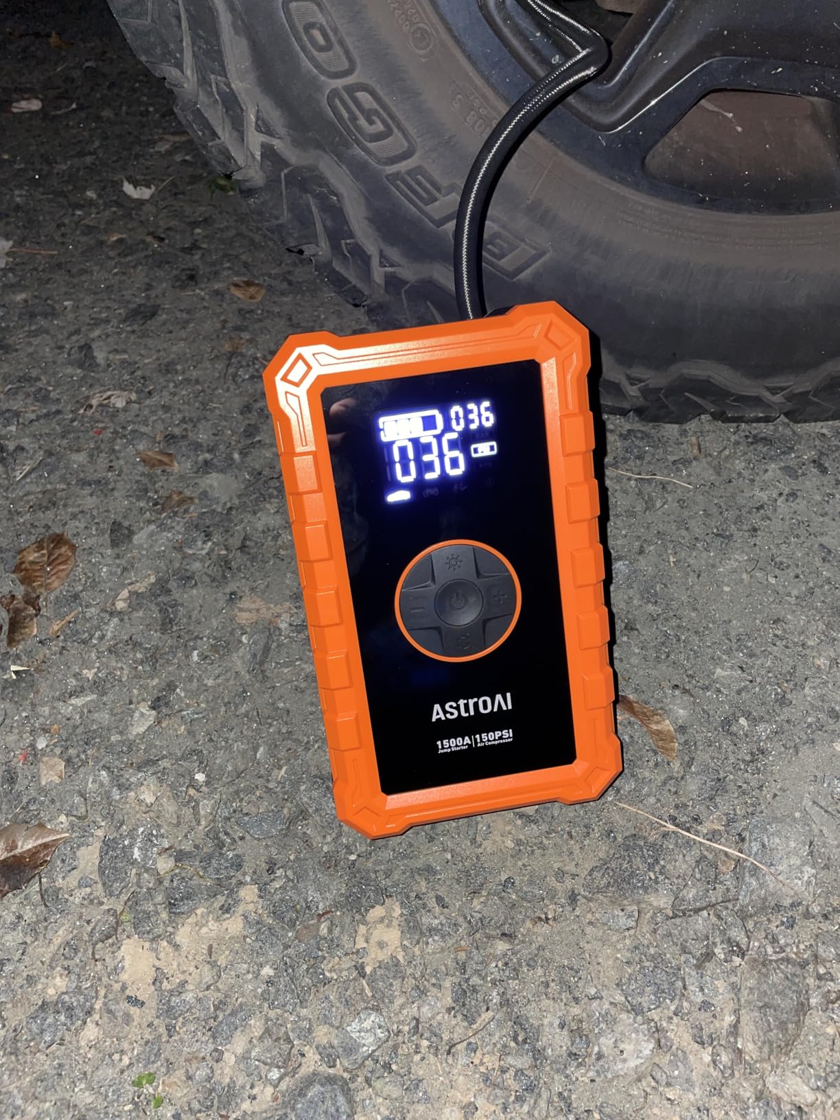 AstroAI S8 Air Jump Starter with Air Compressor, 3000A Peak Car Battery Jump Starter Portable (9.0 Gas/6.5L Diesel) with 150PSI Cordless Auto-Shutoff Tire Inflator, 12V Battery Charger Booster(Orange) customer photo 1