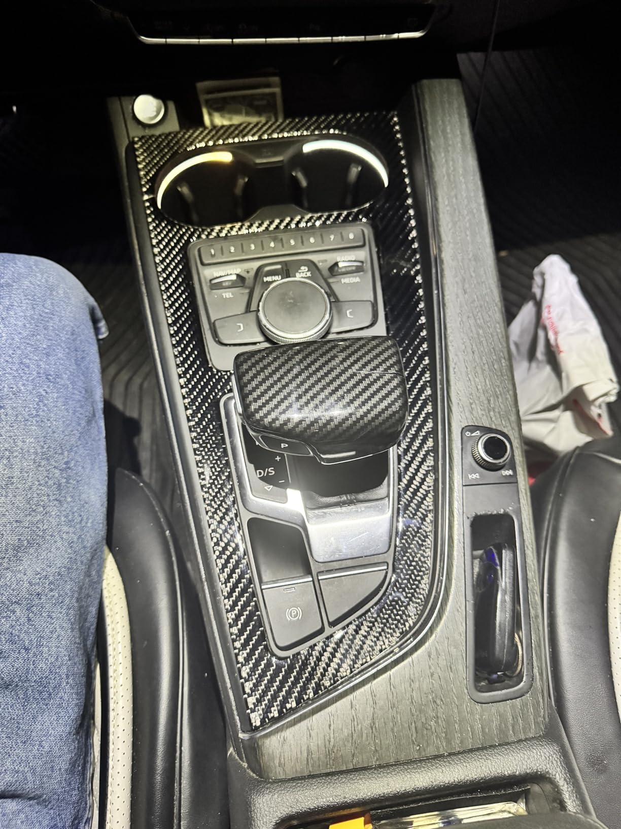 NVCNX Real Carbon Fiber Engine Push Start Stop Button Panel Cover Compatible with Audi B9 A4 S4 2017-2025 customer photo 2