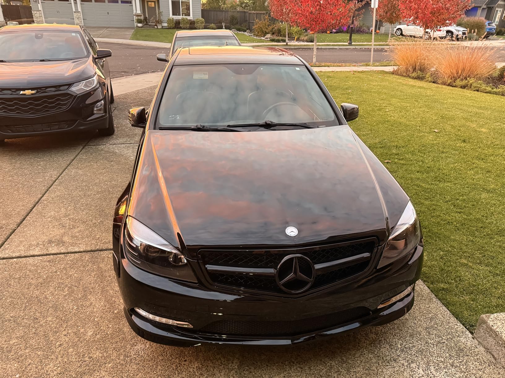 AMG C Class Grill with LED Emblem Front Grille for Mercedes Benz C250 C300 C350 2008-2014, NOT Fit for C63 AMG Style Gloss Black customer photo 1