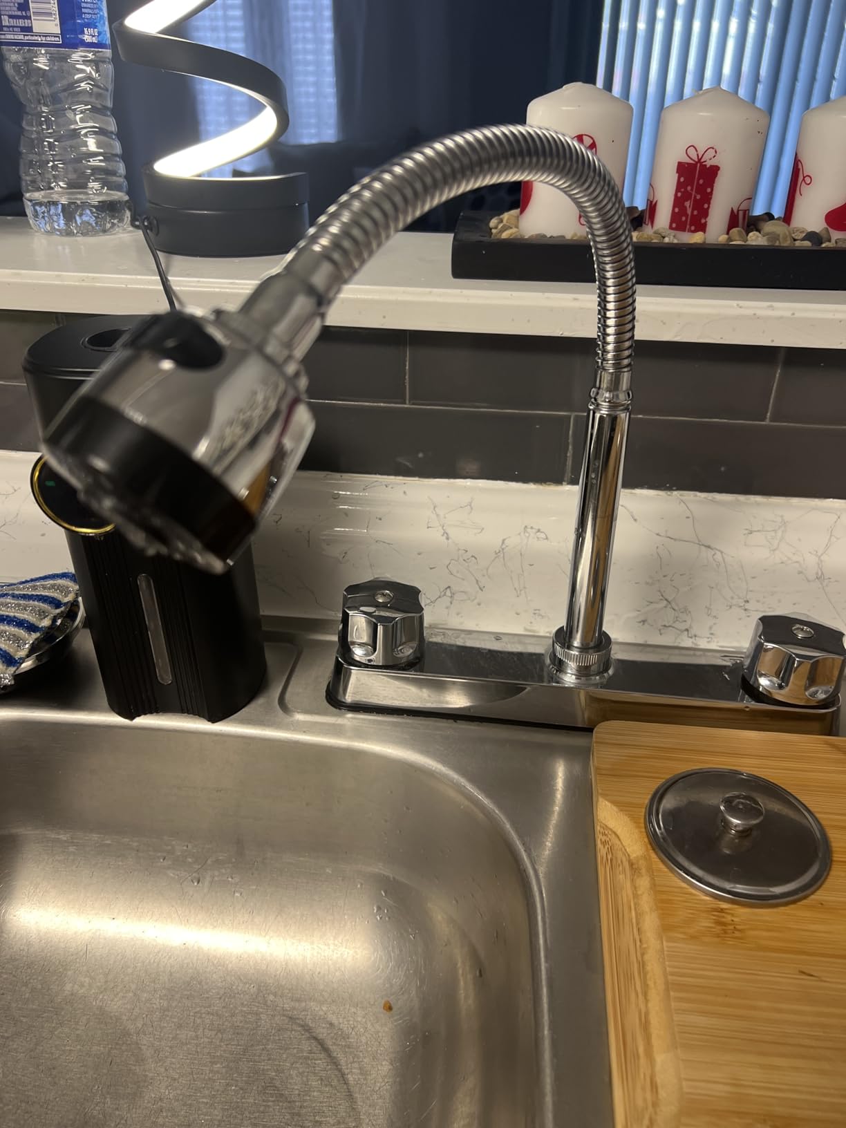 RV Kitchen Faucet, XFIRE-GEAR Camper Faucet Kitchen with Flexible Arc 360 Degree Rotatable Dual Function Sprayer, RV Sink Faucets for Motorhomes, Travel Trailers (8 Inches Apart) customer photo 1