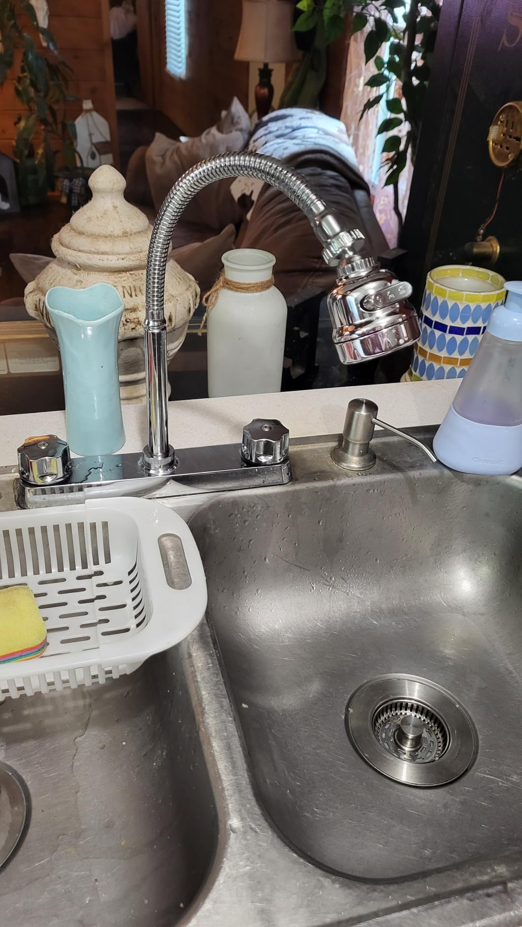 RV Kitchen Faucet, XFIRE-GEAR Camper Faucet Kitchen with Flexible Arc 360 Degree Rotatable Dual Function Sprayer, RV Sink Faucets for Motorhomes, Travel Trailers (8 Inches Apart) customer photo 2
