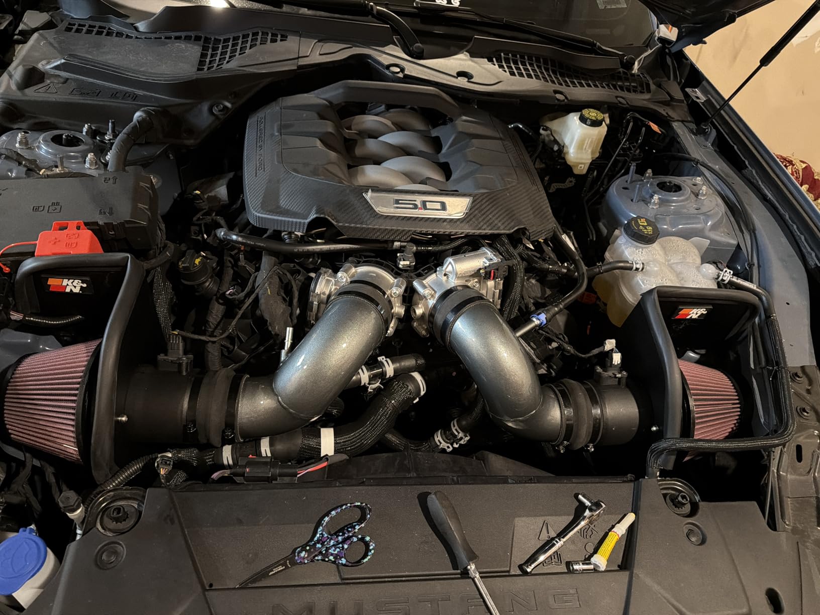 K&N Cold Air Intake System: High-Flow Air Filter, Increase Performance & Acceleration: Compatible with 2024-2025 Ford: Mustang, 69-3541TC customer photo 1