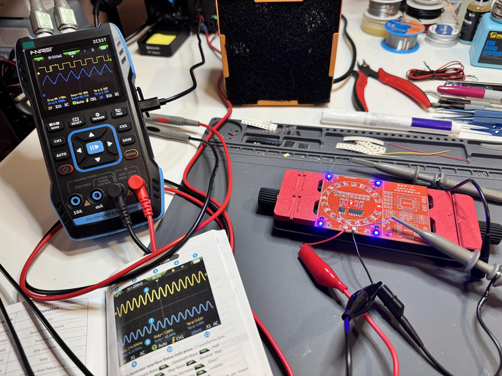 FNIRSI 2C53T Upgraded Handheld Oscilloscope, 50MHz Bandwidth, 3IN1 Digital Oscilloscope Multimeter DDS Generator, 250MS/s Sampling Rate customer photo 2