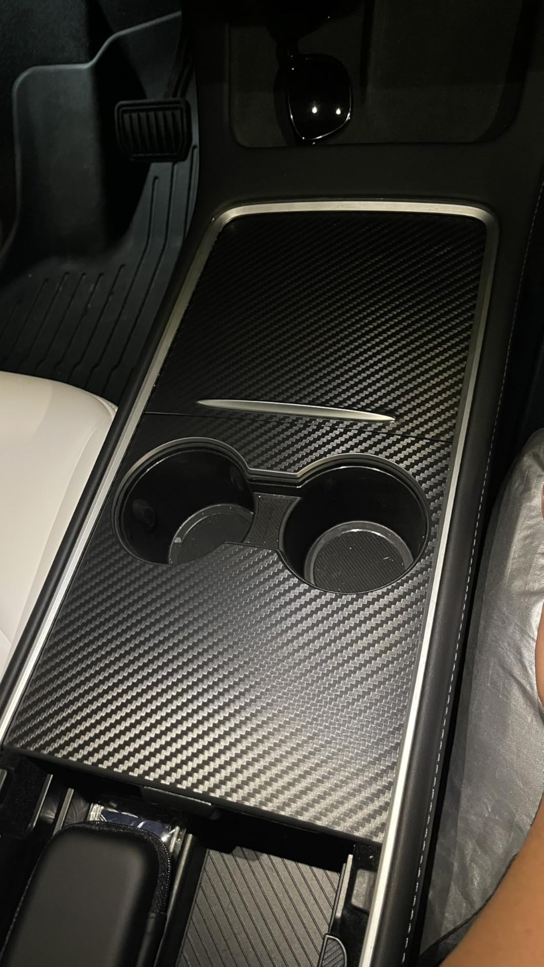 Center Console Wrap Kit: Carbon Fiber Texture Heat Resistant Scratch - Proof Suit for Tesla Model 3 2021-2023 and Model Y 2021-2024 customer photo 2