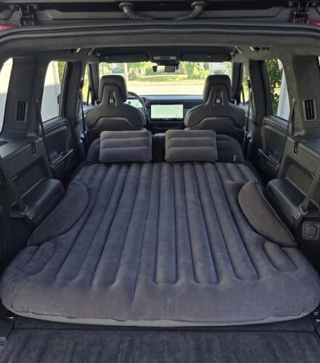 KMZ SUV Air Mattress Thickened and Double-Sided Flocking Travel Camping Bed with 2 Pillows & Electric Pump Dedicated Mobile Cushion Inflatable Bed for SUV Trunk and Rear Seat (Dark Gray) customer photo 1