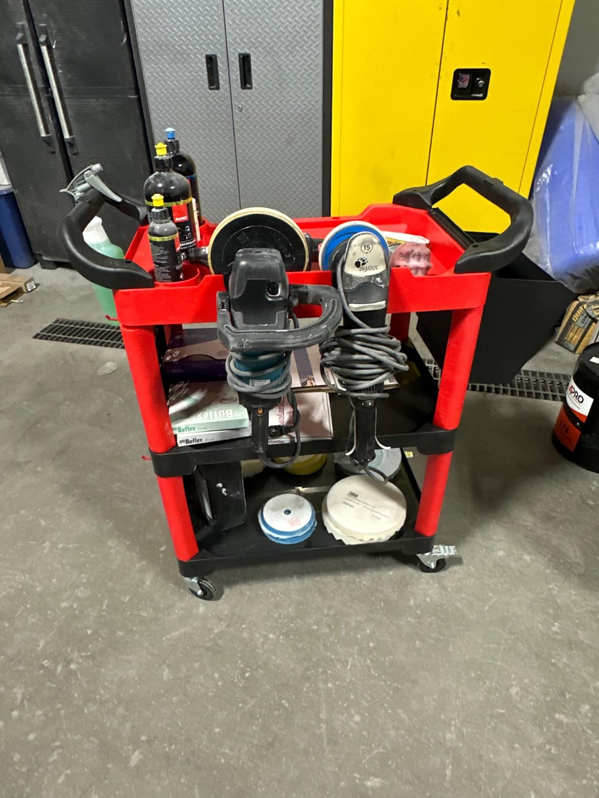 YITAHOME Auto Detailing Cart with Wheels, 3 Tier Rolling Detail Cart with 2 Polisher Brackets, Car Wash Organizer Cart with 2 Hanging Plate & Hooks & Hanging Bucket for Garage, Workshop, Repair Shop customer photo 1