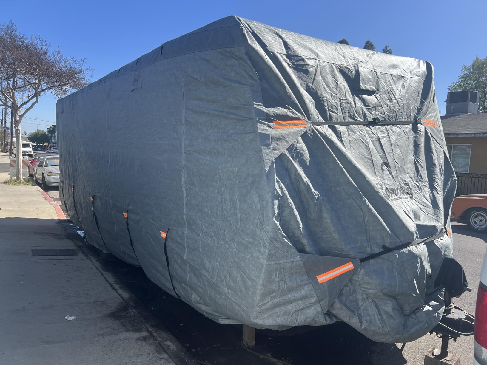 Upgrade 7-Layer Heavy Duty RV Cover 35-38 FT | Fits RVs with Roof Top A/C | All-Weather Travel Trailer RV Cover for Snow & Wind Protection | Rip-Stop Camper Cover with 5+2 Straps customer photo 1