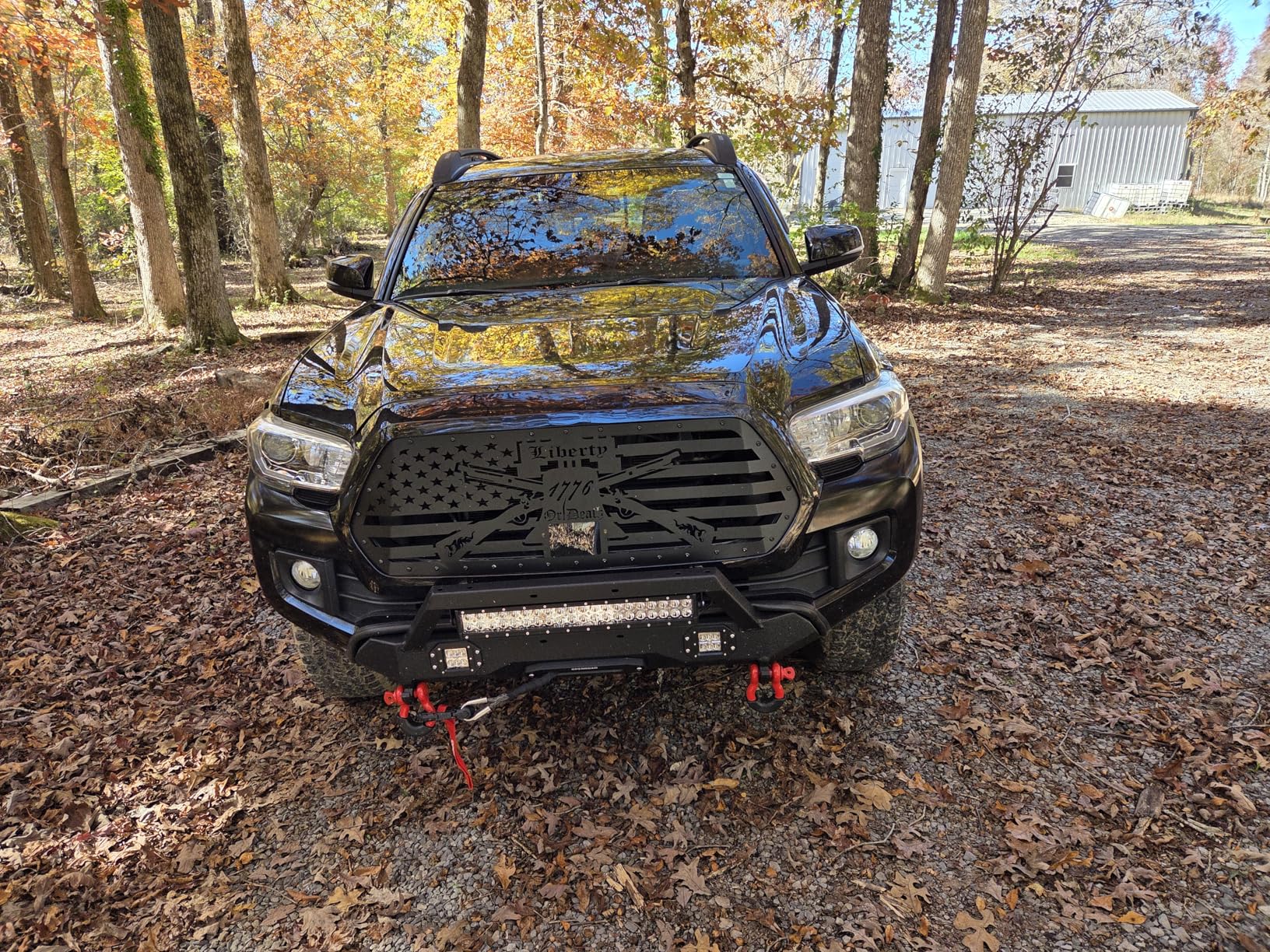 Front & Rear Bumper Compatible with 2021-2024 Ford F150 F-150 with LED Lights, Winch Plate, Sensor Holes, License Plate Bracket, Paintable Armor & D-rings, (Excluding Lighting EV & Raptor) customer photo 1