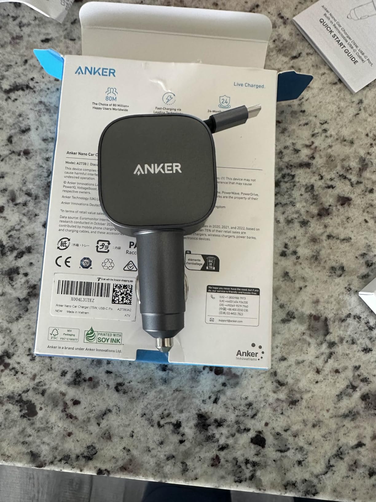 Anker Retractable USB-C Car Charger, 75W Max Fast Charging with Built-in Retractable Cable Car Adapter, Car Accessories for iPhone 17/16 Series, Galaxy S25/S24, MacBookPro/Air, iPad, and More customer photo 2