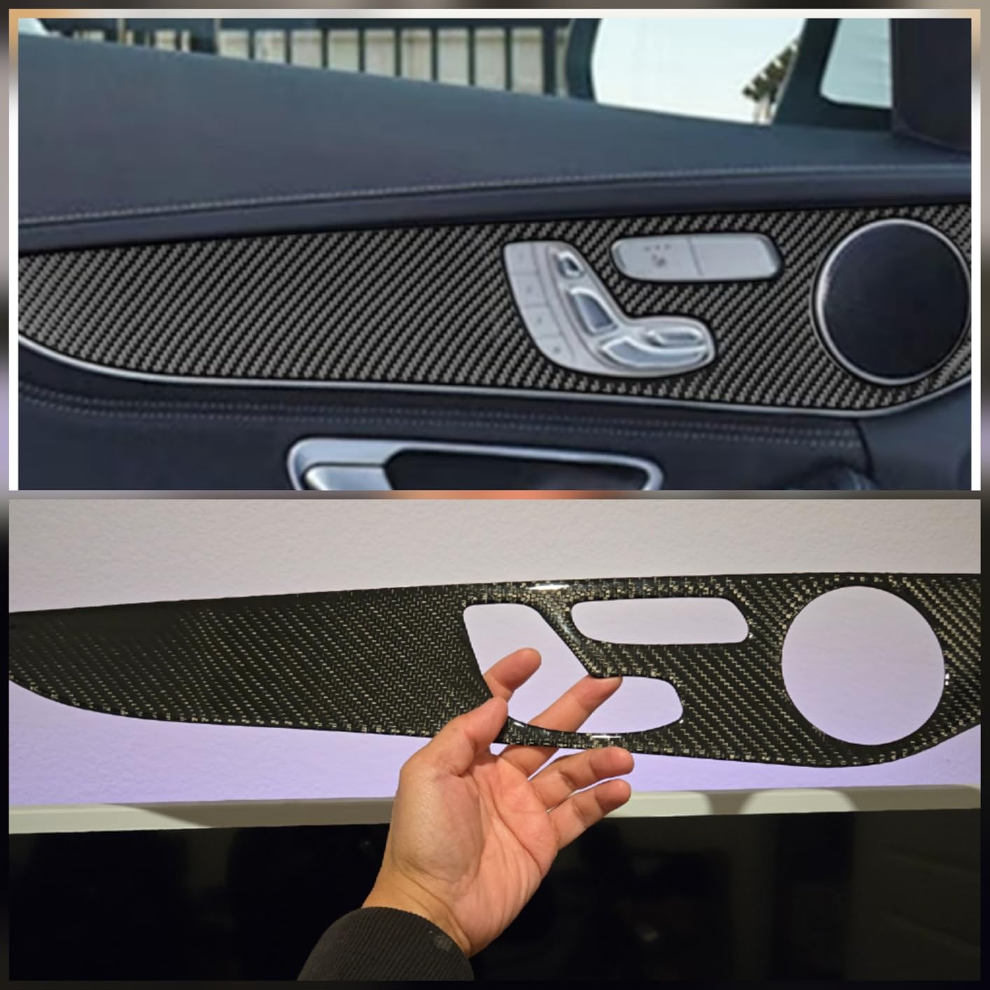 NVCNX Carbon Fiber Compatible with Mercedes-Benz W205 C300 C400 C450 C43 C63 AMG 2015-2023 / GLC 300 43 63 AMG 2016 2017 2018 2019 2020 2021 2022 Accessories Door Handle Cover Interior Trim Sticker customer photo 3