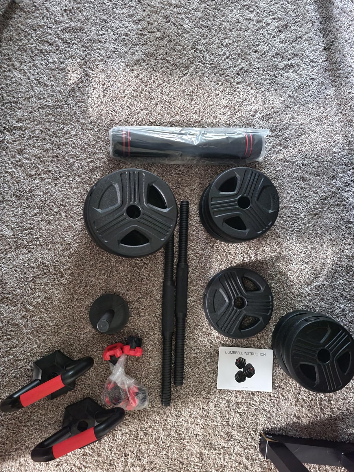 Adjustable dumbbell set, 20/35/45/55/70/90lbs Free Weights set with upgraded nut, 5 in 1 Weight Set Used as Kettlebells, Barbell, Push up Stand, Fitness Exercise for Home Gym customer photo 2