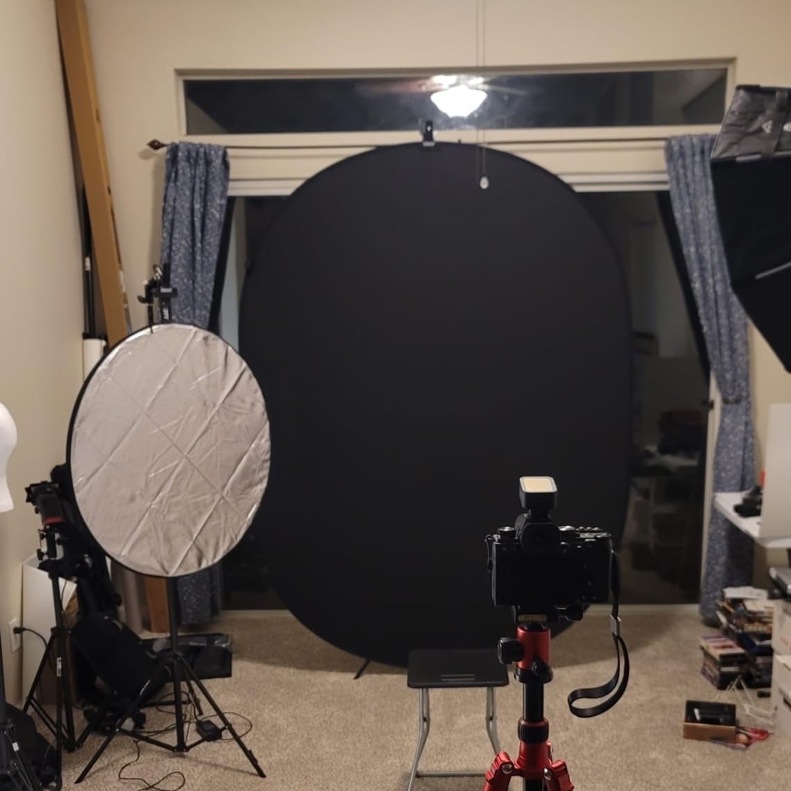 Kate 5x6.5ft(1.5x2m) Collapsible Backdrop Blue Grey Twist Flex Folding Pop up Backgrounds for Photoshoot, Headshots Photo, Video Calls customer photo 1