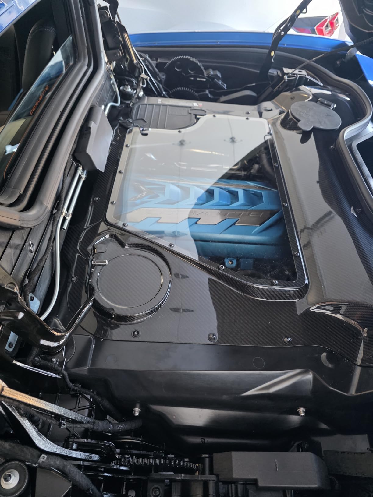 Genuine Carbon Fiber Engine Hood Cover for Corvette C8 Z51 Z06 ZR1 HTC Convertible 2020-2025, Transparent Rear Bonnet Overlay, Engine Shroud Trim customer photo 1