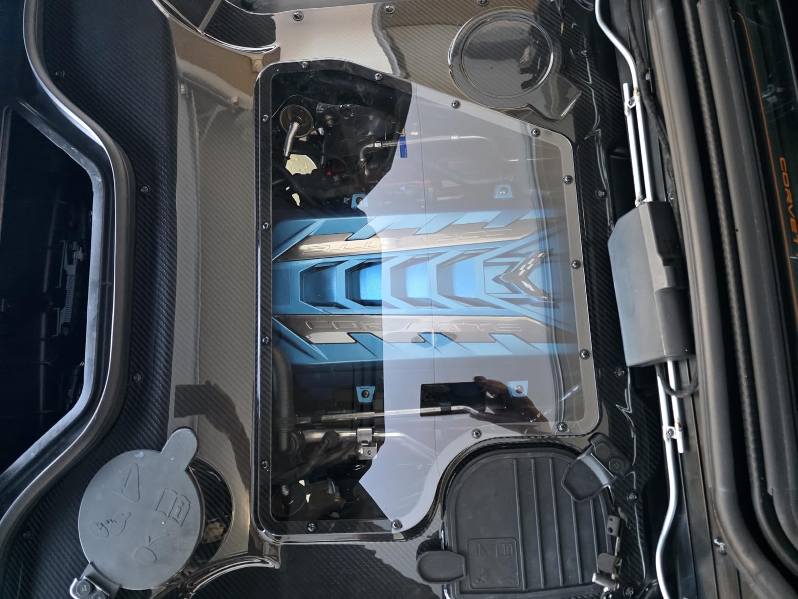 Genuine Carbon Fiber Engine Hood Cover for Corvette C8 Z51 Z06 ZR1 HTC Convertible 2020-2025, Transparent Rear Bonnet Overlay, Engine Shroud Trim customer photo 2