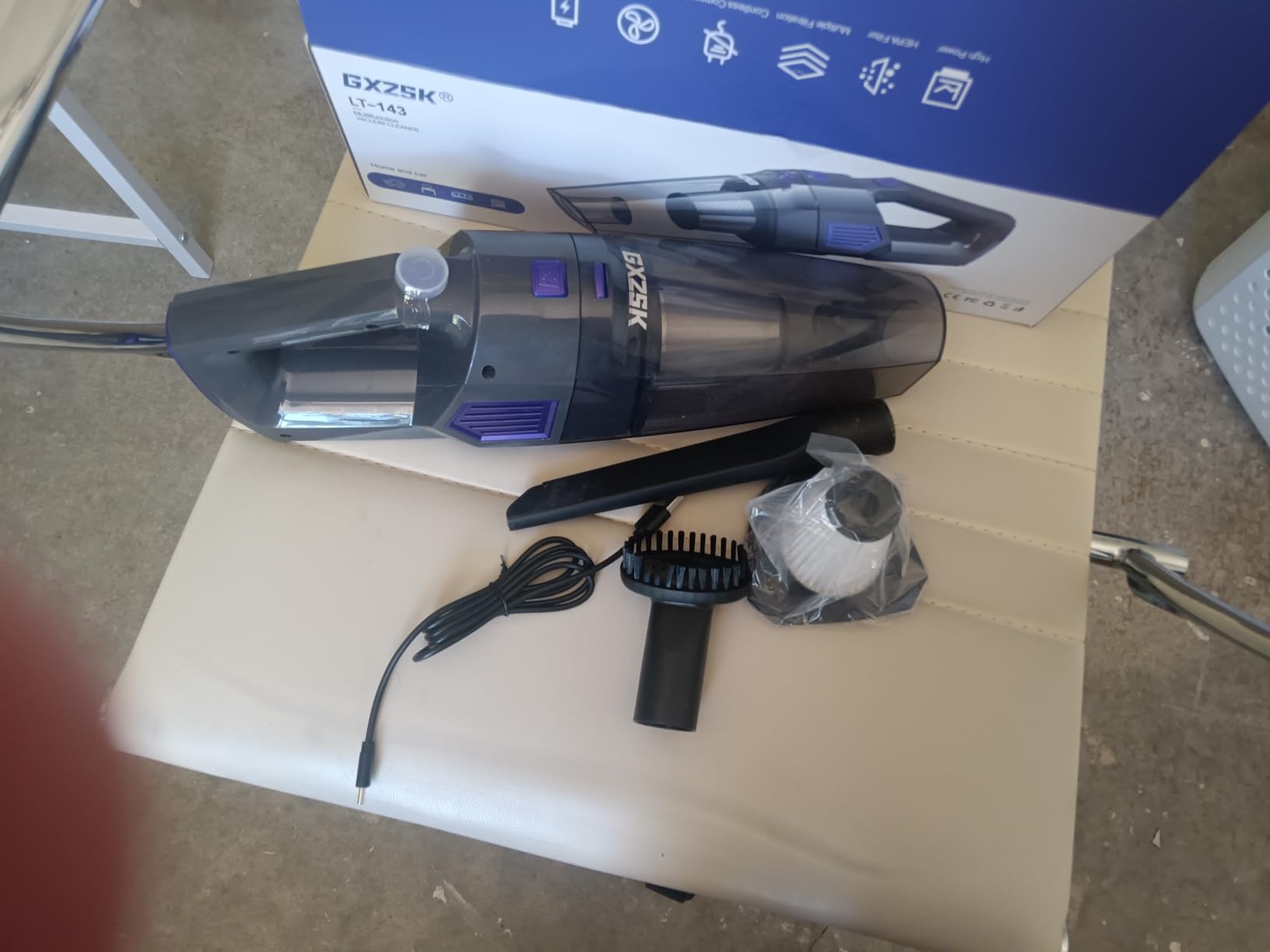 Gxzsk Handheld Vacuum Cordless, Hand Held Car Vacuum Cleaner, Hand Vacuum | 15000PA Strong Suction, Rechargeable, Portable, Multi-Nozzles & Washable Filter, For Home Office, Car, Pets customer photo 1