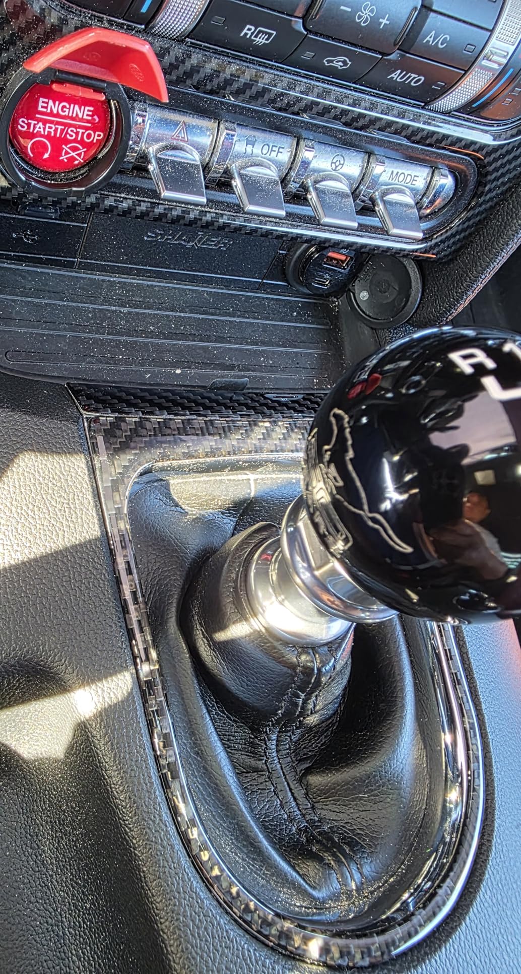 NVCNX Real Carbon Fiber Compatible with Ford Mustang GT 2015-2023 2016 2017 2018 2019 2020 2021 2022 Accessories Car Door Handle Kit Cover Interior Trim Sticker Decal Thick Overlay Black 4PCs - A customer photo 2