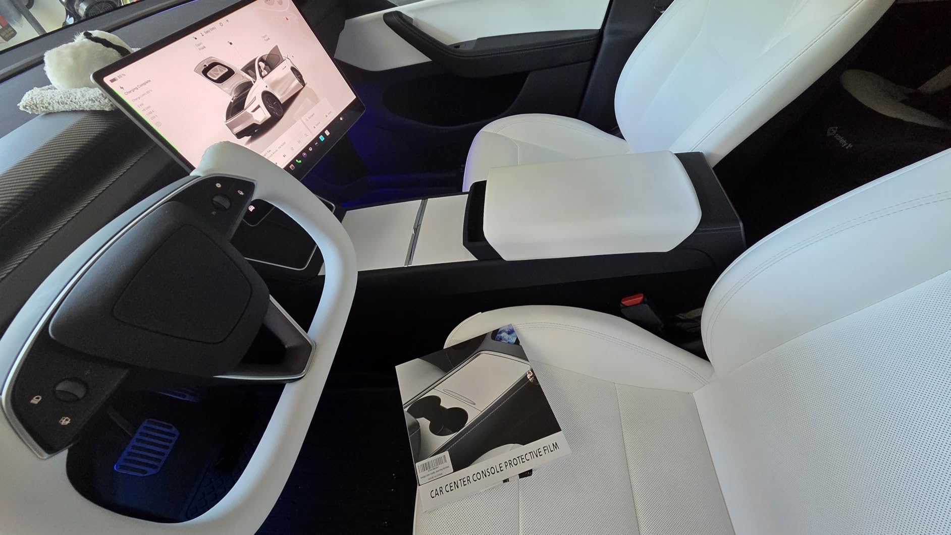 Farmogo Center Console Wrap Kit for Tesla Model Y Juniper 2025-2026 & Model 3 Highland 2024-2026 Accessories Console Cover Interior Decoration Wrap Kit (Black) customer photo 2