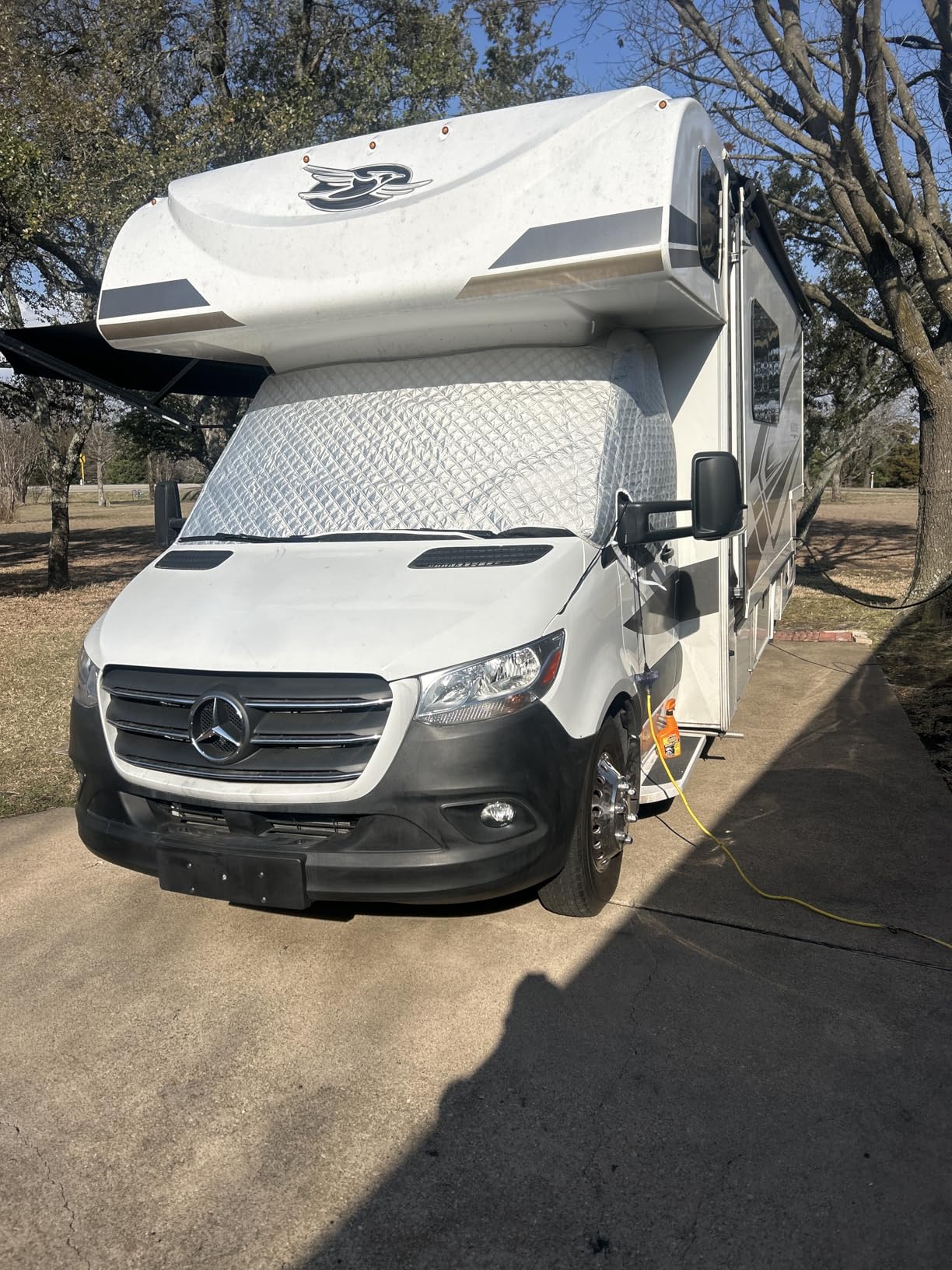 Windshield Cover for Mercedes Sprinter Van 2007-2026, Class C Windshield Snow Cover, Front Window Sunshade for UV Protection & Privacy Shield, White with Mirror Cutouts customer photo 1