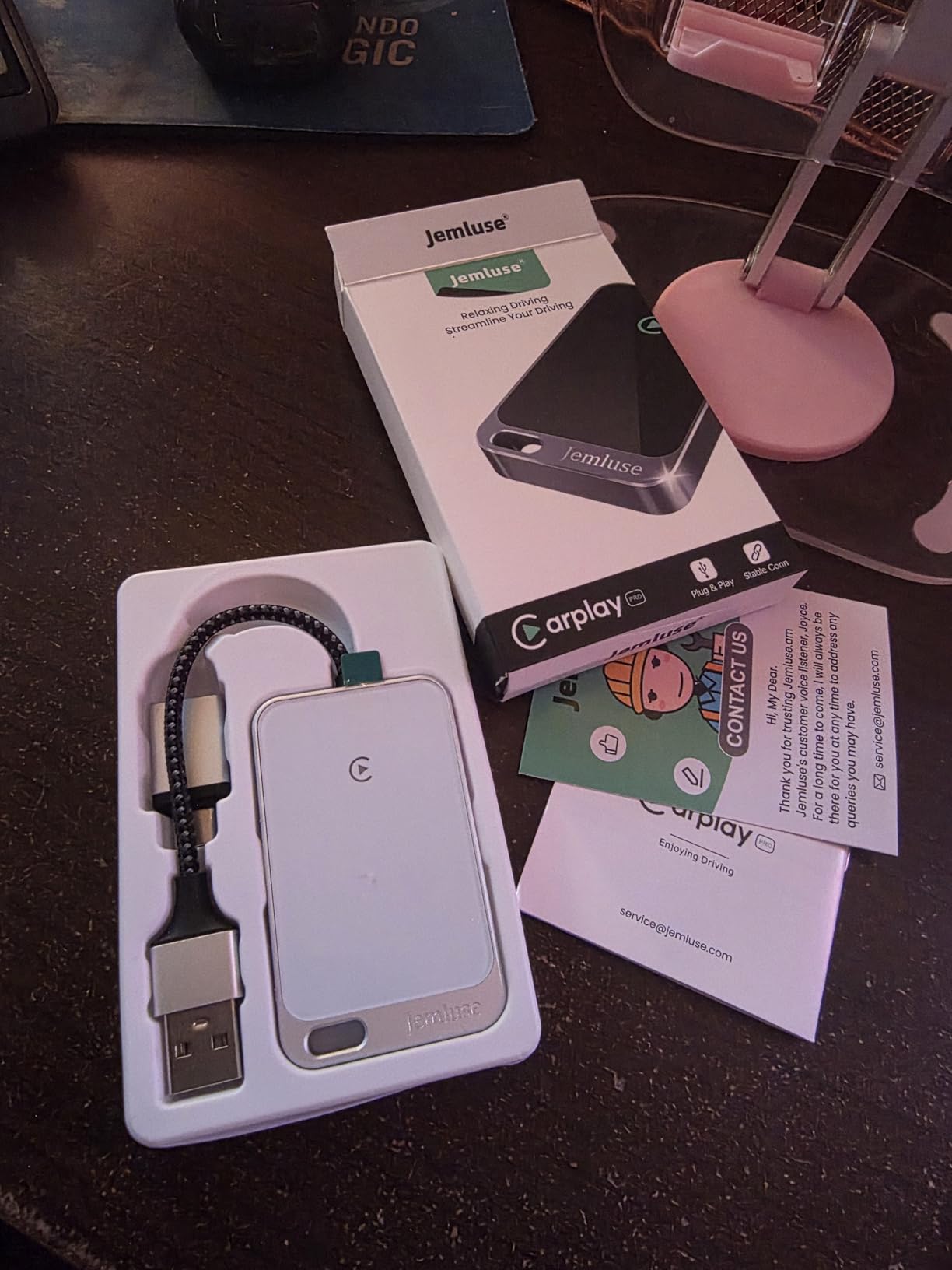 Jemluse Wireless CarPlay Adapter for Apple iPhone - Multi-User Seamless Connection for Convert Wired to Wireless Car Play Adapter - No Latency from iOS 10+ to Screen w/USB C (Gray) customer photo 2