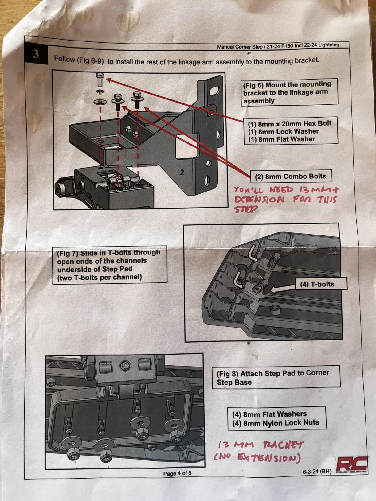 Rough Country Manual Retractable Bed Step for Ford F-150 (2021-2026) & Lightning (2022-2026) - 6 inch Wide Non-Slip Aluminum TailgateStep, 330 lb Capacity, Easy Bolt-On Install customer photo 1