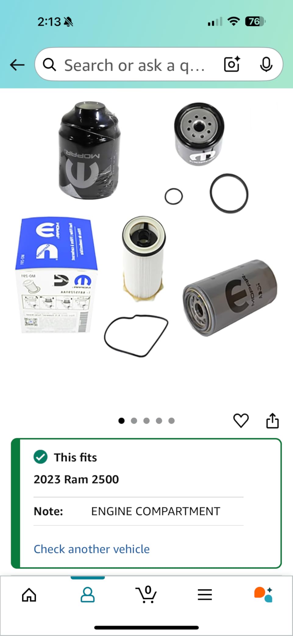 Mopar Genuine OEM Filters Bundle, Dodge Ram 6.7L Cummins Diesel Filter Set; Fuel/Water Separator Filter Kit, Fuel Filter & Engine Oil Filter customer photo 1