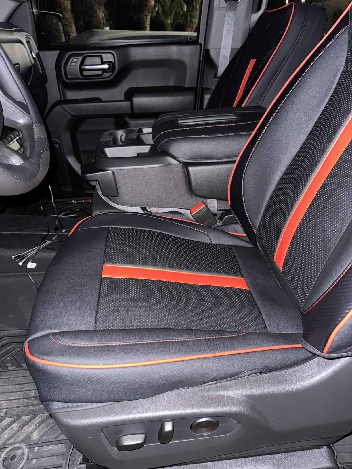 Center Console Armrest Cover for Chevy Silverado & GMC Sierra 2019-2026, Yukon & Tahoe & Suburban 2021-2026, Floor Console Bucket Seat Only, Vinyl Middle Console Cover, Scratchproof, Black customer photo 2