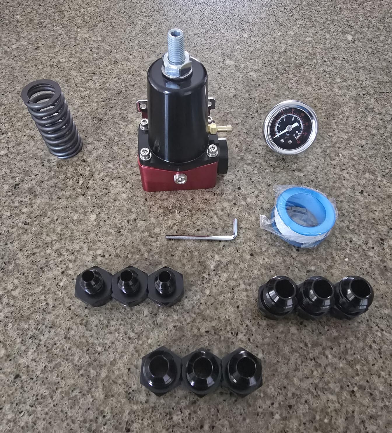 EVIL ENERGY Fuel Pressure Regulator 30-140PSI Adjustable Pressure Range, 10AN Bypass Return EFI Fuel Regulator with Gauge and Fitting Red customer photo 2