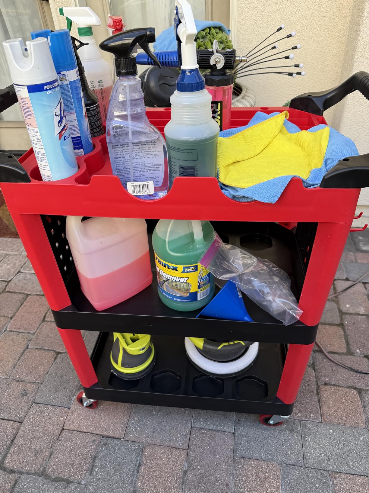 Auto Detailing Cart with Wheels, 3 Tier Car Detailing Cart with Hanging Boards & Hooks, Car Wash Organizer for Garage Workshop DIY Home customer photo 1