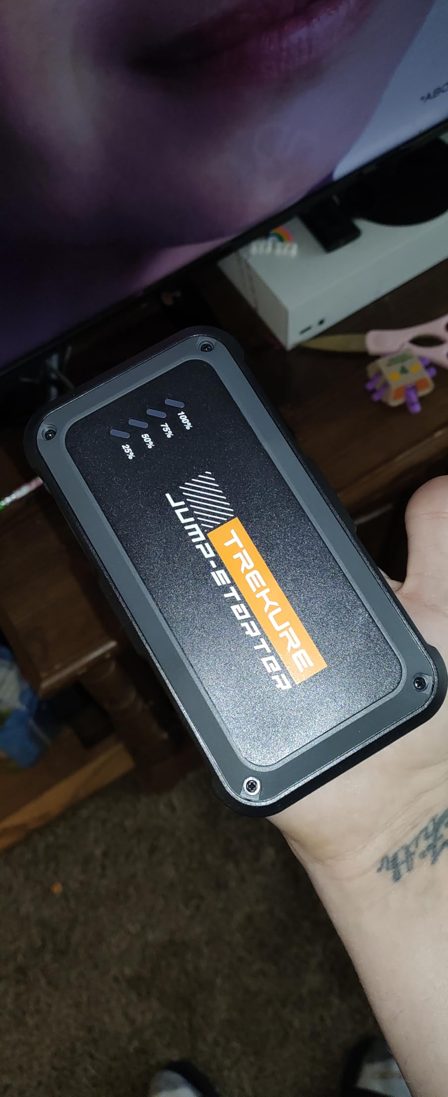 TREKURE Portable Car Battery Jump Starter 4000A 16800mAh Jump Box, Car Battery Jumper Starter Portable Jumper Cables for car(8.0L Gas/6.5L Diesel), Fast Charge, Lights, Compact customer photo 1