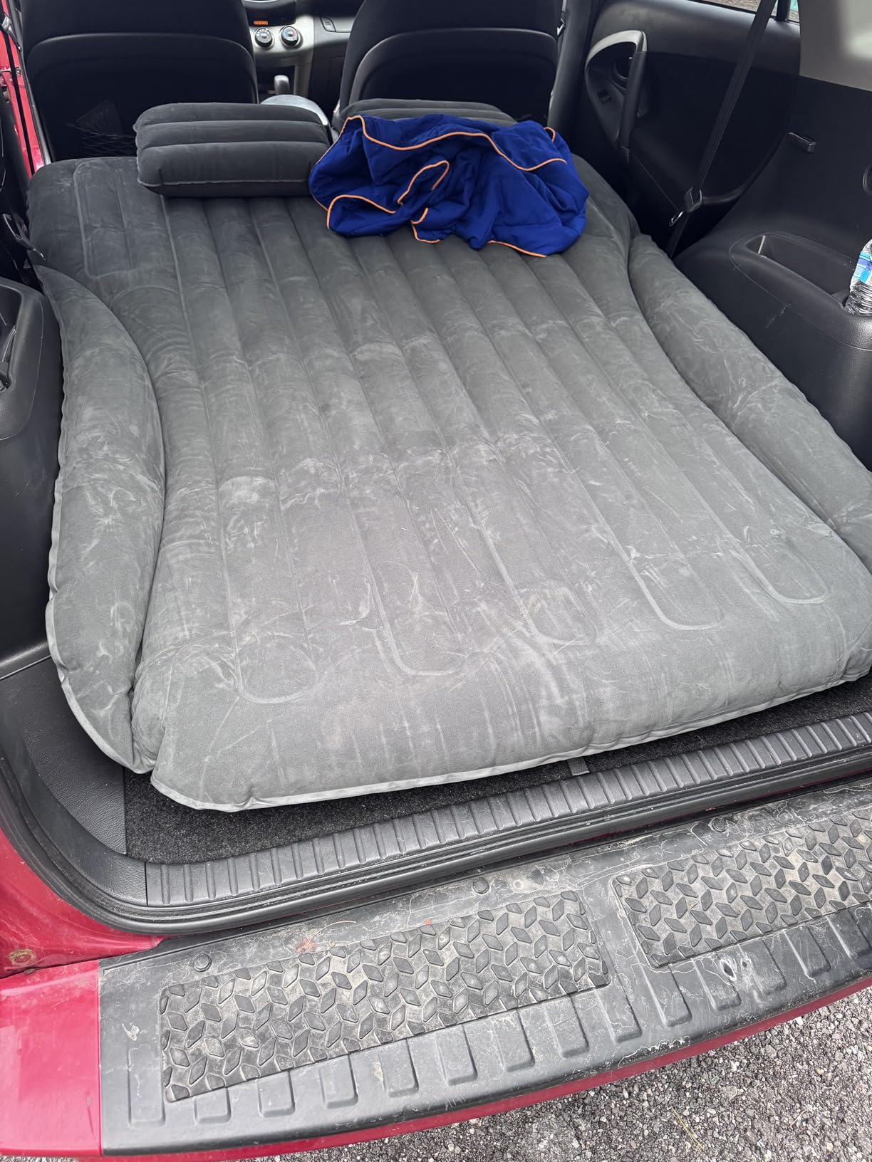 SUV Air Mattress, Double-Sided Thick Flocked Car Air Mattress with Built-in Pump & Pillow, Complete Sleeping Accessories for Auto Camping & Road Trips (Green+Charcoal) customer photo 1