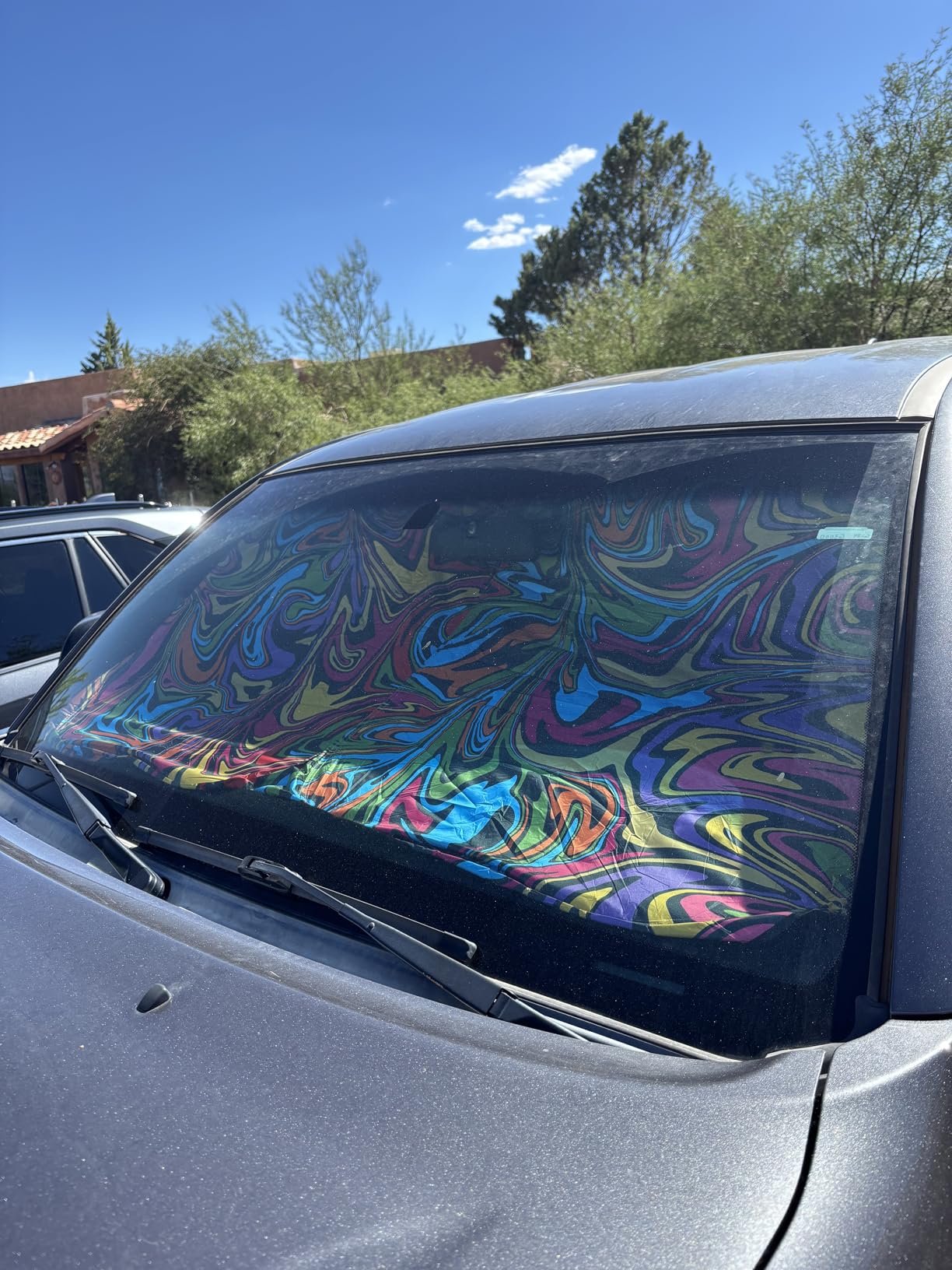 Iridescent Sun Shade for Car Windshield, Foldable Universal Car Windshield Upgrade Sunshade Enhanced UV Rays Reflective Sun Visor Shade Keeps Vehicle Cool customer photo 2