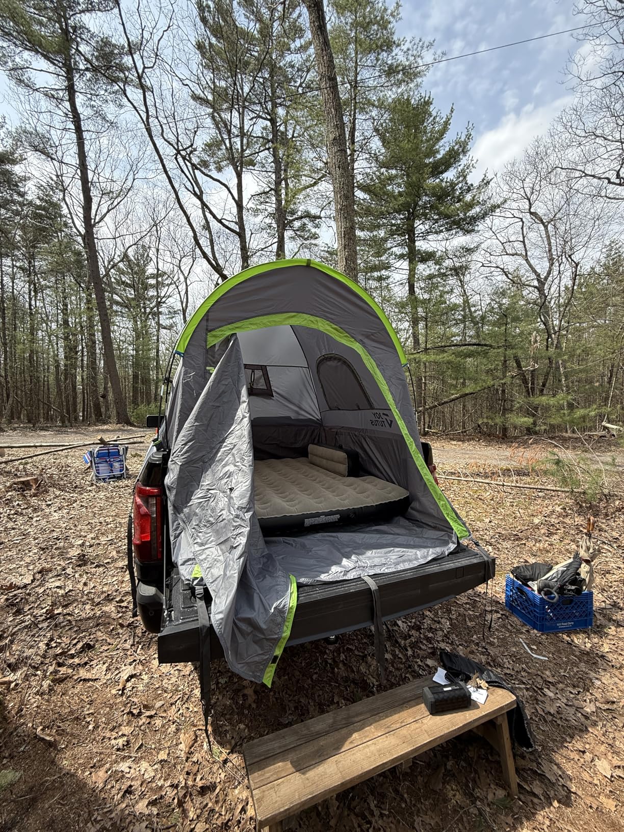 JOYTUTUS Truck Bed Air Mattress for 6.4-6.7Ft, Full Size Regular Beds for Pickup Outdoor Camping, Truck Tent Accessories with Carry Bag & Cup Holder & Cavity Design, Black customer photo 1