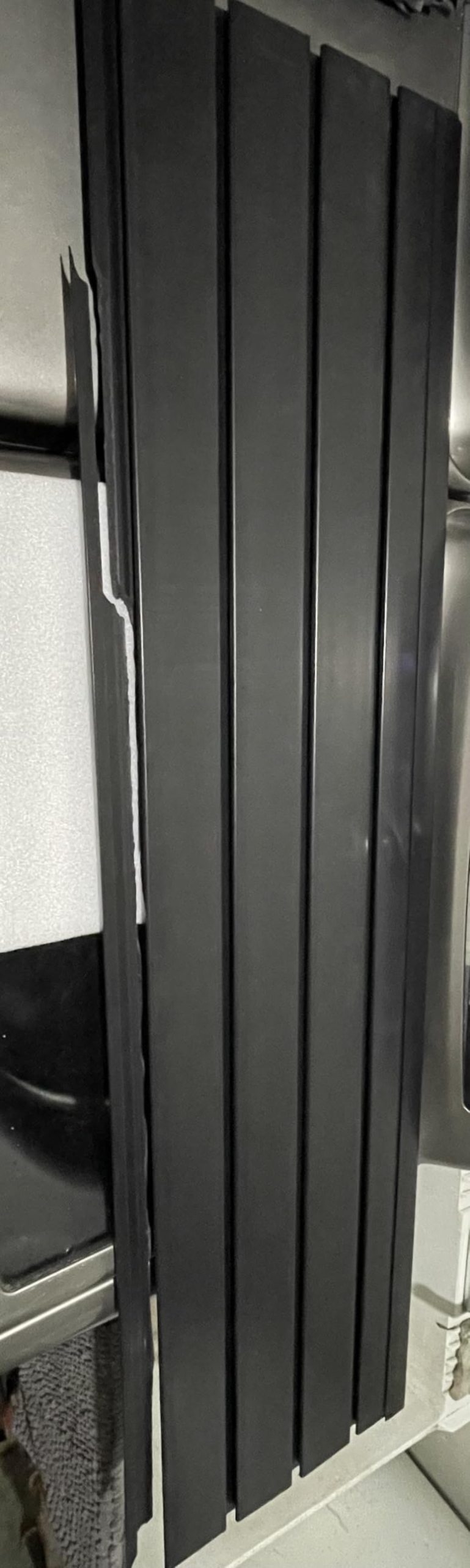 FRAYSCENT Slat Wall Paneling Garage Slat Wall Storage Systems Slatwall Panels Power Tool Organizer Wall Mount, PVC Garage Storage & Organization Products Slate Board (Black, 4ft x 8ft with 15 Hooks) customer photo 2