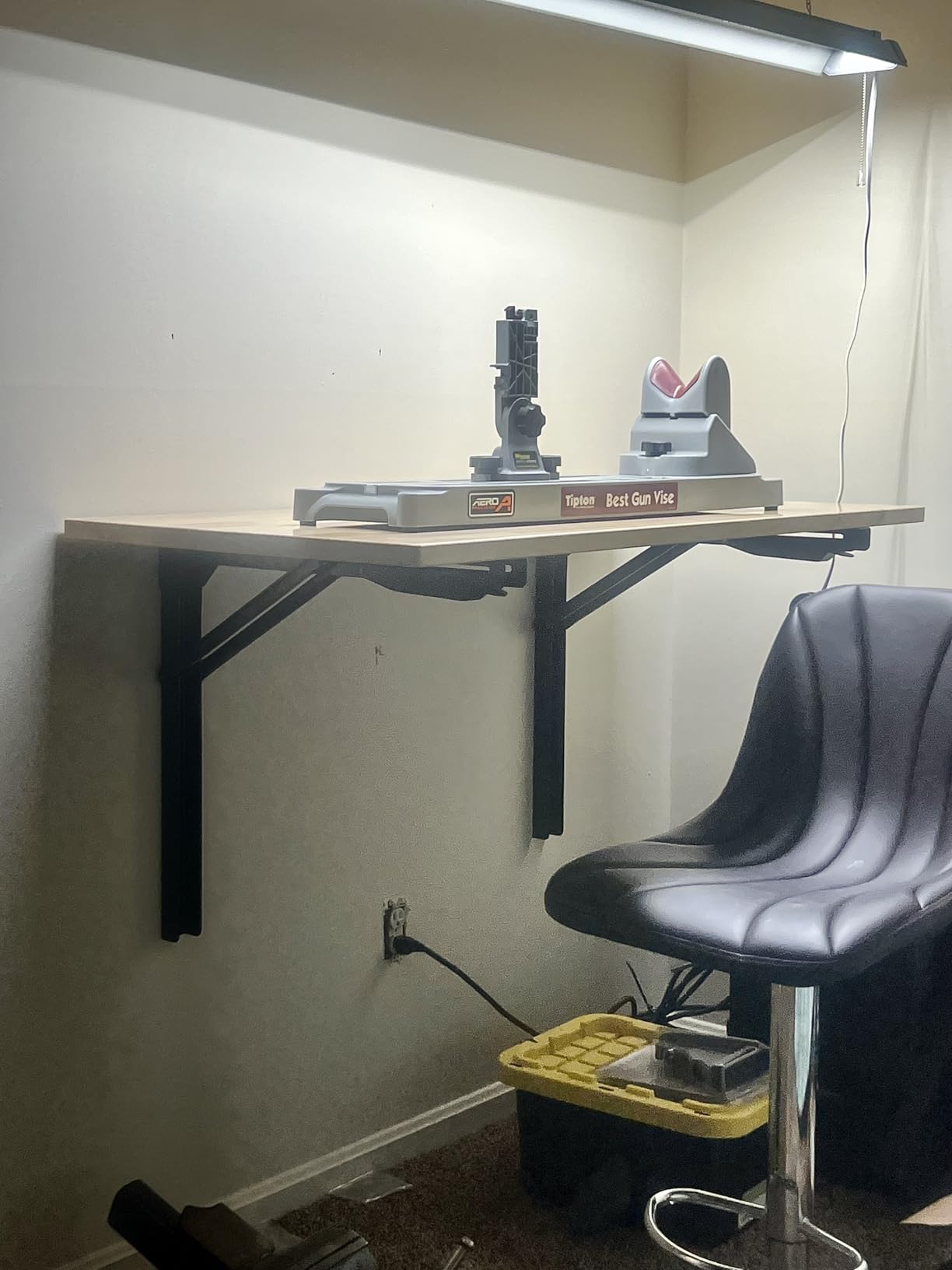 WALMANN Space Saving Wall Mounted Folding Workbench, Heavy Duty Folding Wall Table/Desk for Garage, Workshop, Holds Up to 550 lbs (Tabletop Size: 47.25 x 22.75 inch) customer photo 1