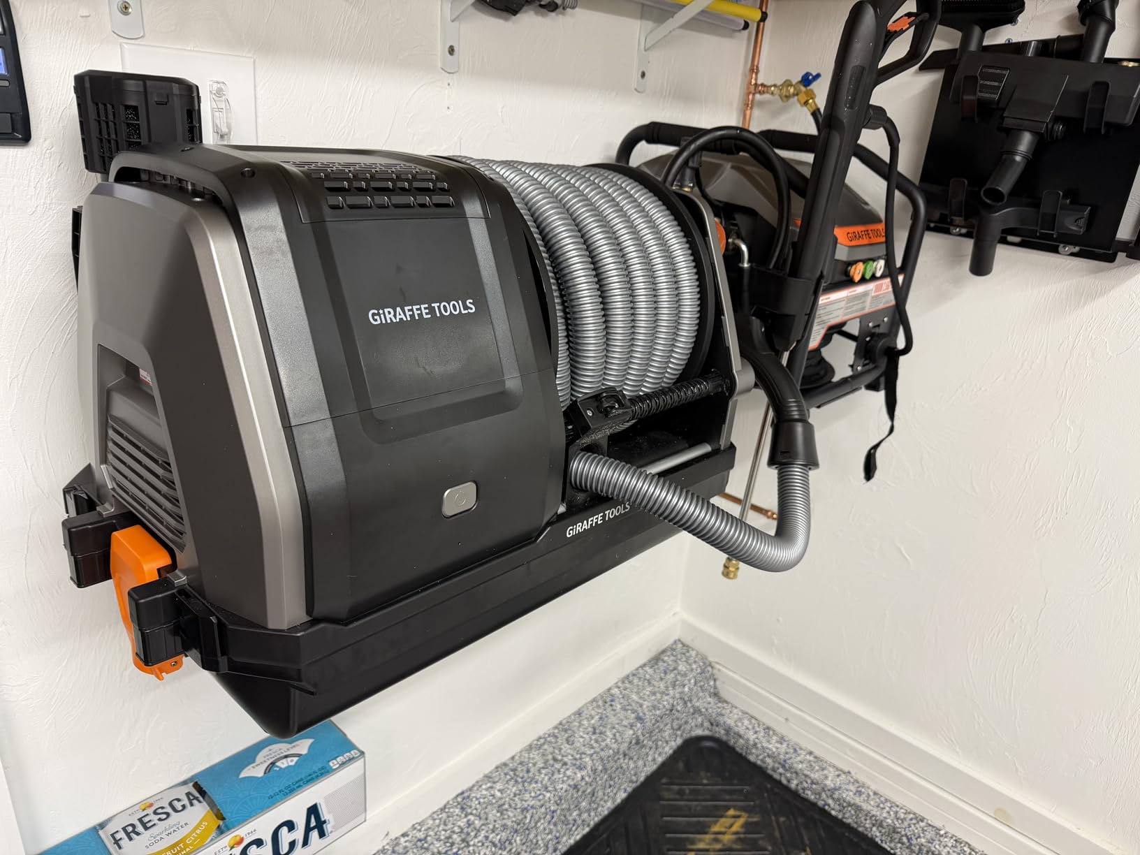 Giraffe Tools Grandstorm Retractable Vacuum with 30 FT Hose Anti-Kink, Wall-Mounted Vacuum Cleaner with 6 Nozzles for Garage Detailing Remote Control Shop Vac, Grey customer photo 1