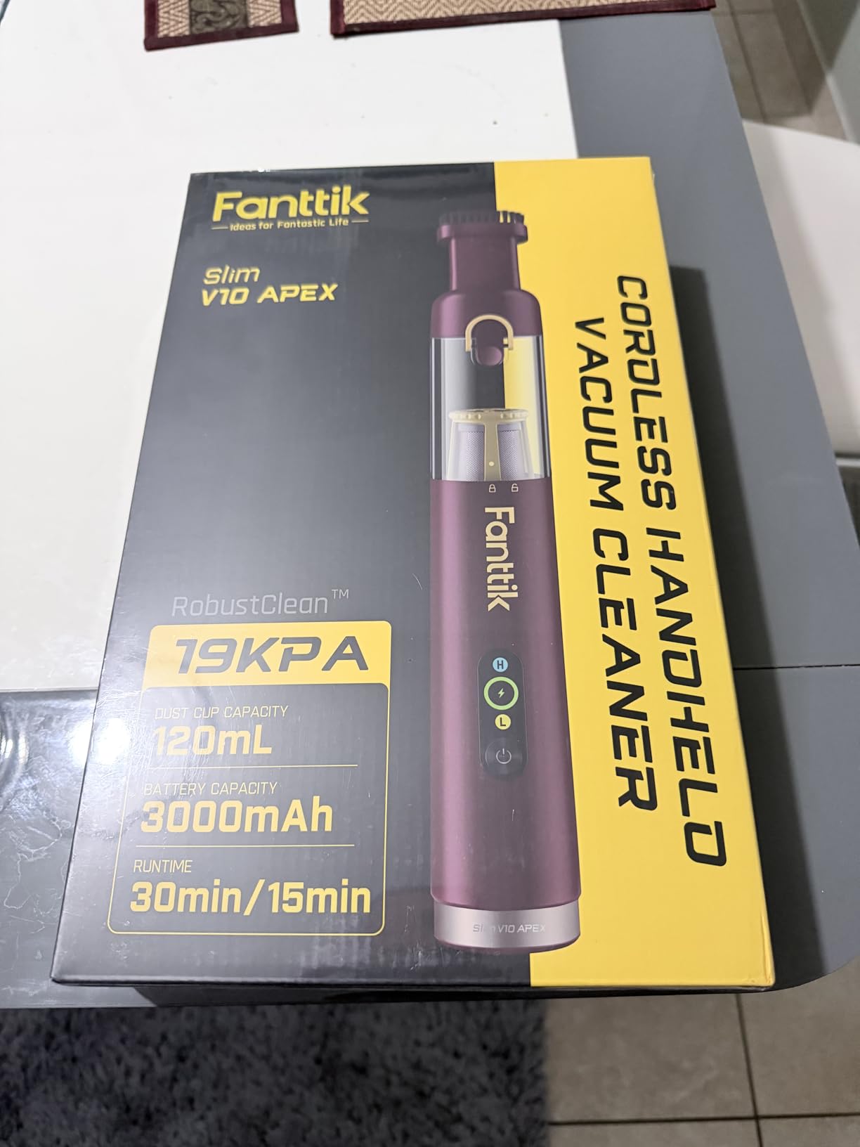 Fanttik Slim V10 APEX Cordless Car Vacuum, 4-in-1 Portable Mini Handheld Vac, 19kPa Suction Power, Upgraded Smart Digital Display, 2 Suction Modes for Small Jobs, Car, Office Desk, Keyboards (Black) customer photo 2