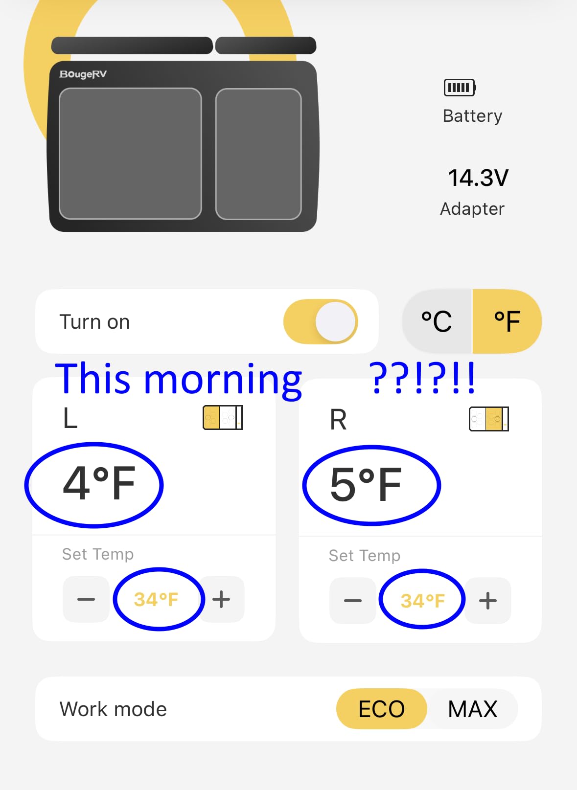 BougeRV 12 Volt Car Refrigerator, CRD2 43 Quart Portable Fridge Freezer with APP Control, -4F to 68F Dual Zone Compressor Electric Cooler 12/24V DC, 110~240V AC for Overlanding, Camping, RV, Truck customer photo 1